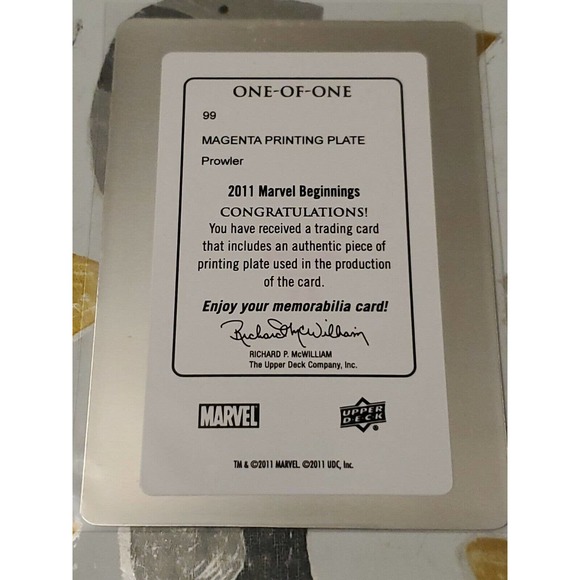 2011 UPPER DECK MARVEL BEGINNINGS TRADING CARD HOBBY BOX 24  2011 Upper Deck Marvel Beginnings Series 1 Printing Plate Magenta 1/1 Prowler